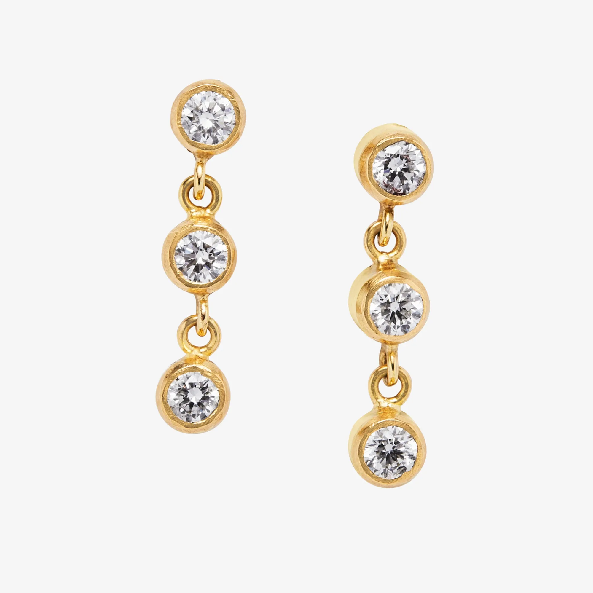 Meadow Triple Diamond Earrings in 20K Peach Gold