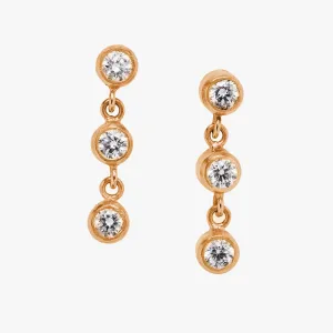 Meadow Triple Diamond Earrings in 22K Apricot Gold