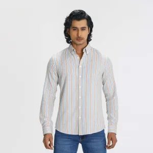 Mens Blue & Cream Striped Shirt