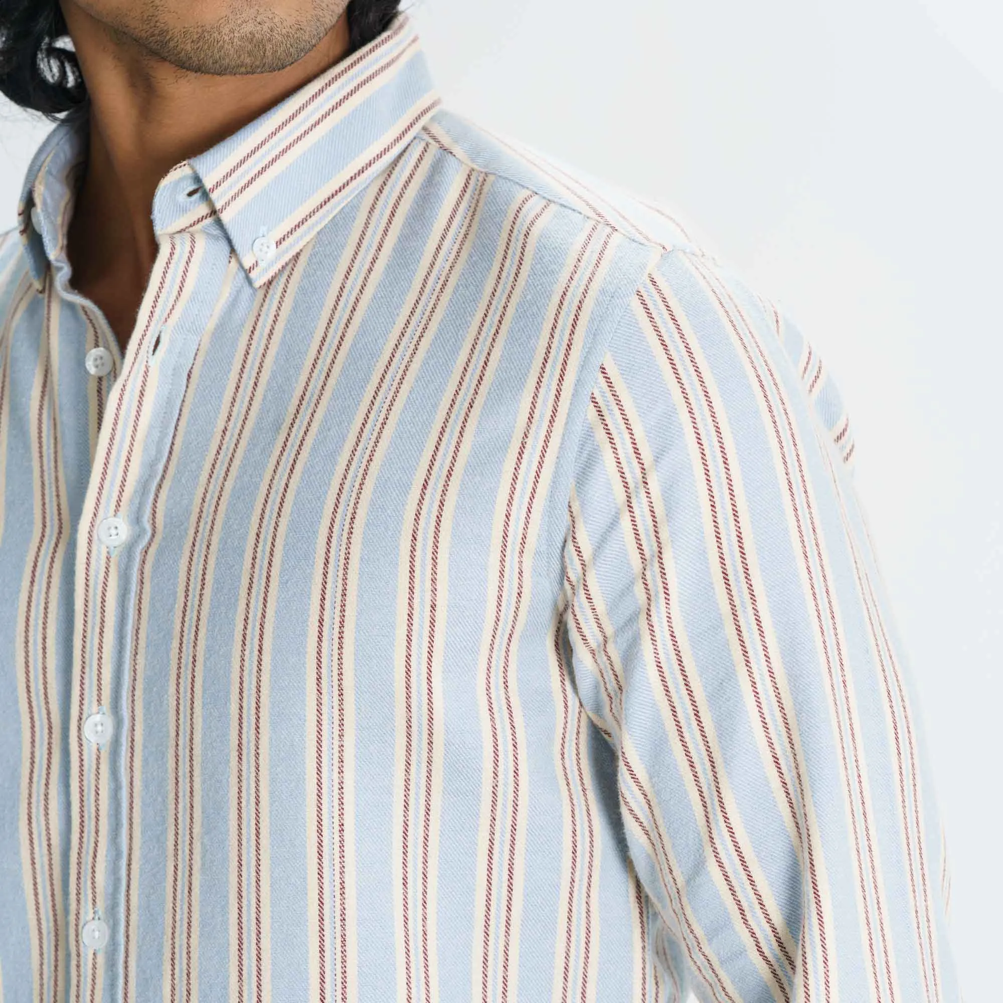 Mens Blue & Cream Striped Shirt