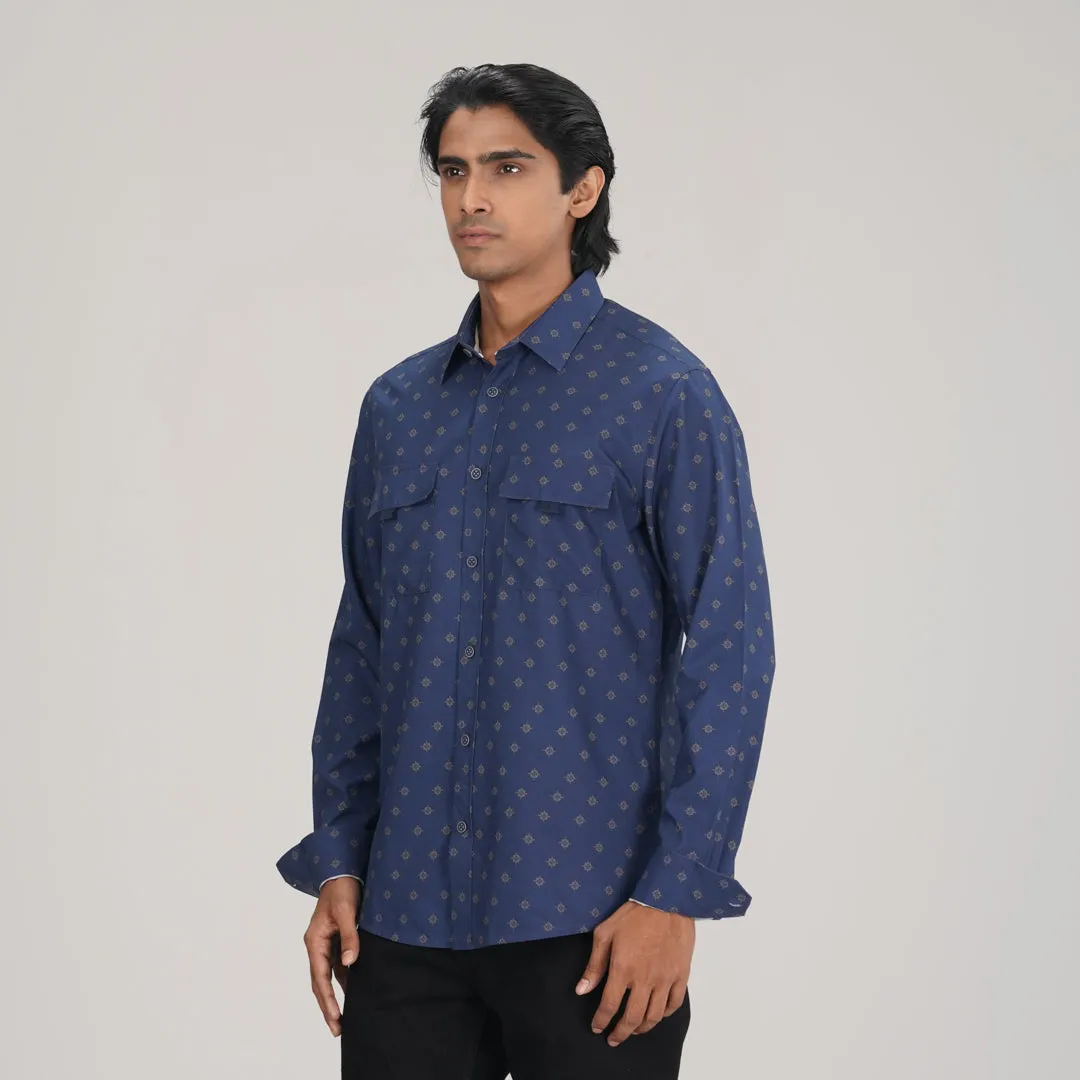Mens Blue Aop L/S Shirt