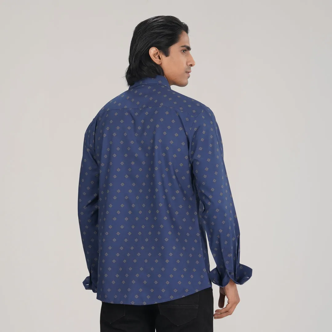 Mens Blue Aop L/S Shirt