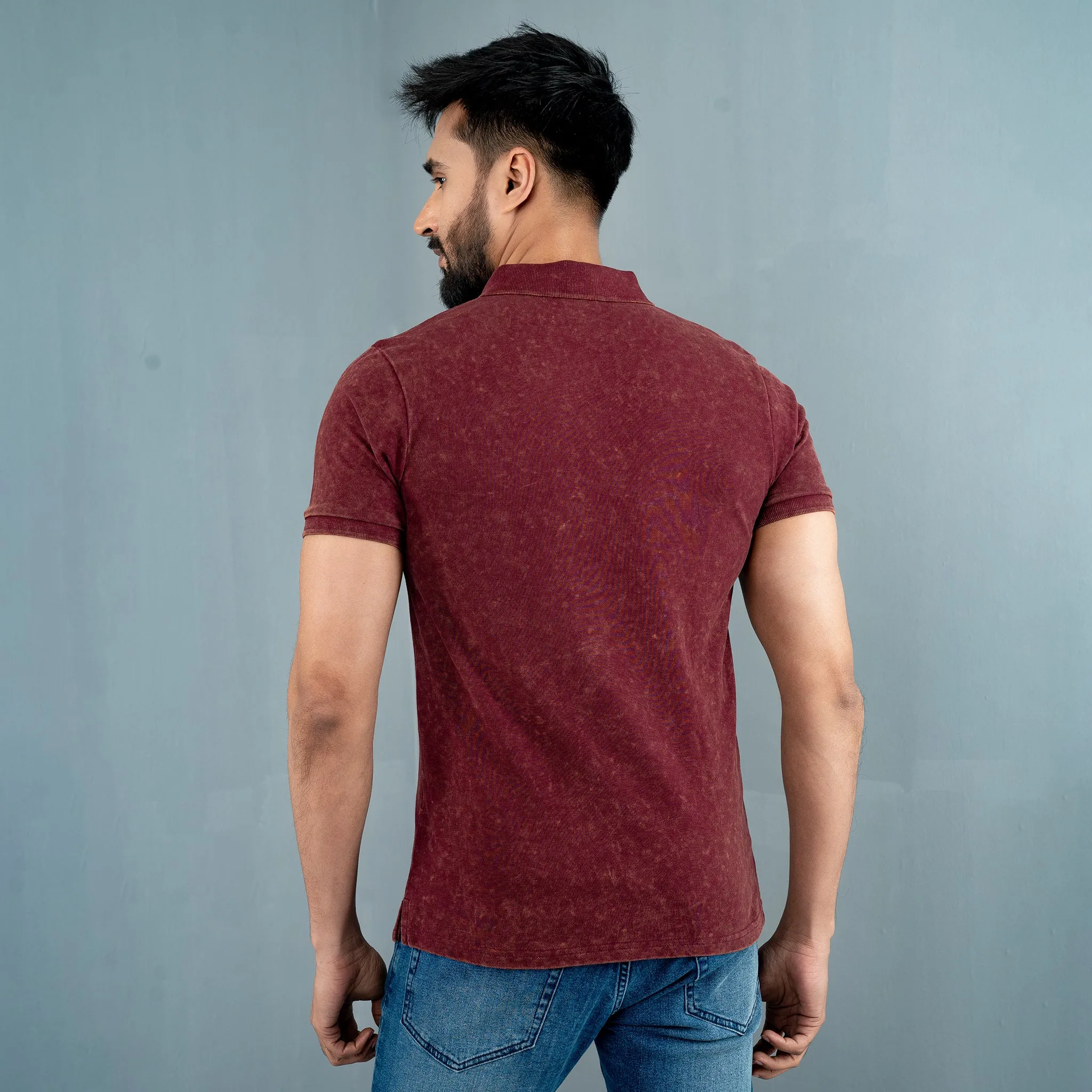Mens Bordeaux Print Polo