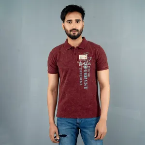 Mens Bordeaux Print Polo