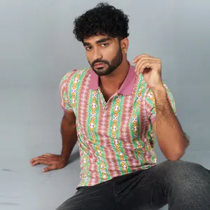 Mens Geometric Print Polo