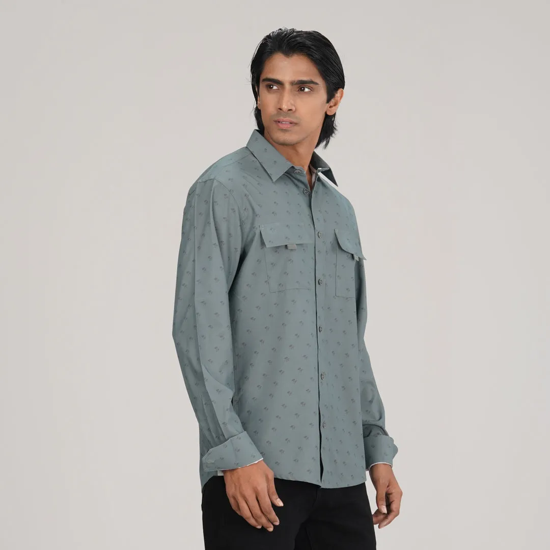 Mens Green Aop L/S Shirt