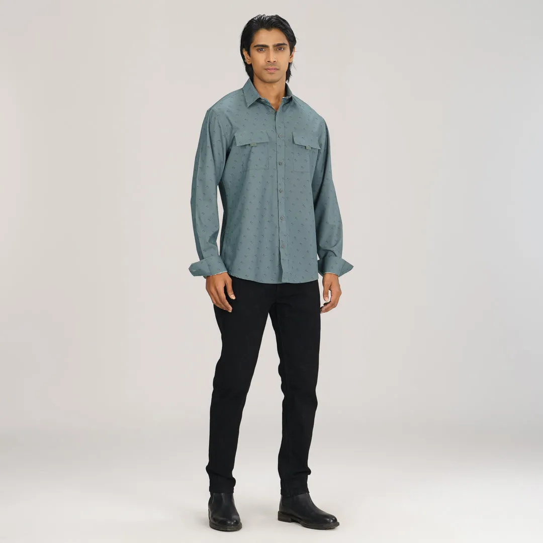 Mens Green Aop L/S Shirt