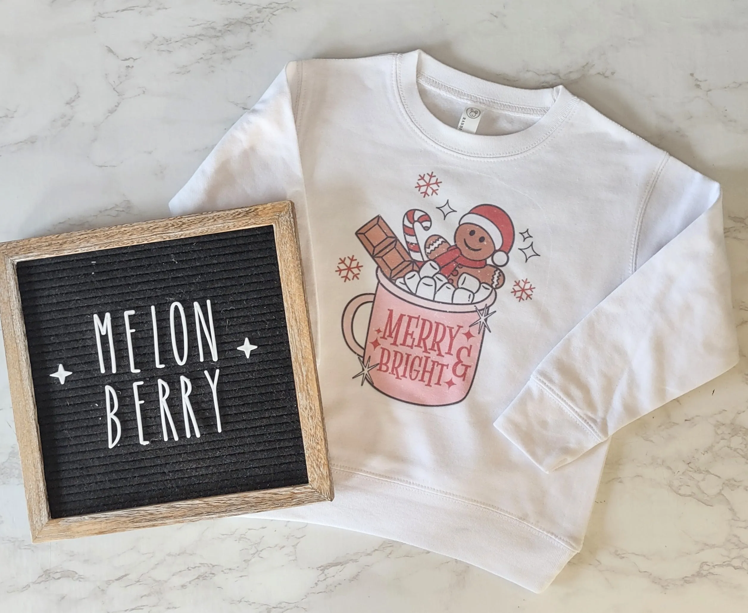 Merry & Bright Sweatshirt | Christmas | Toddler | Baby | Girl | Santa |