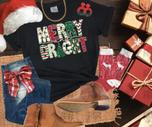Merry and Bright Black Tee
