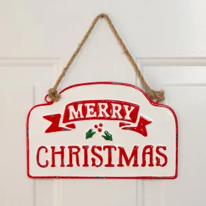 Metal Hanging Merry Christmas Sign