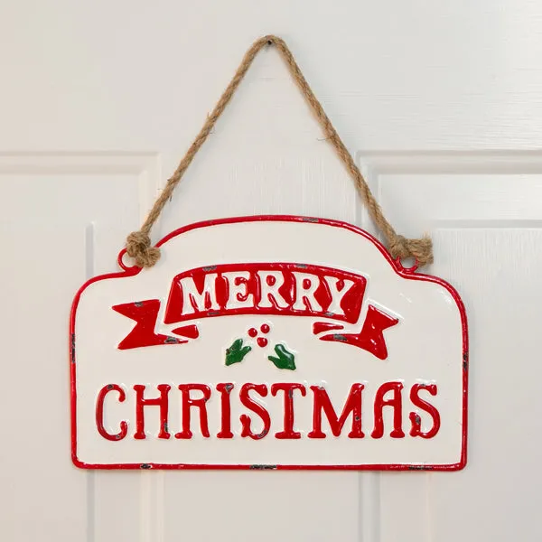 Metal Hanging Merry Christmas Sign