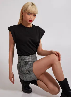 Metallic Ruched Mini Skirt