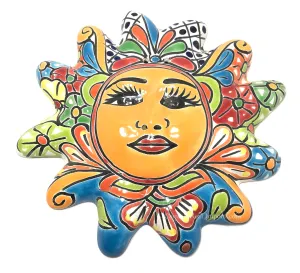 Mexican Wall Hanging Talavera Pottery Sun Face 10" TSM2009