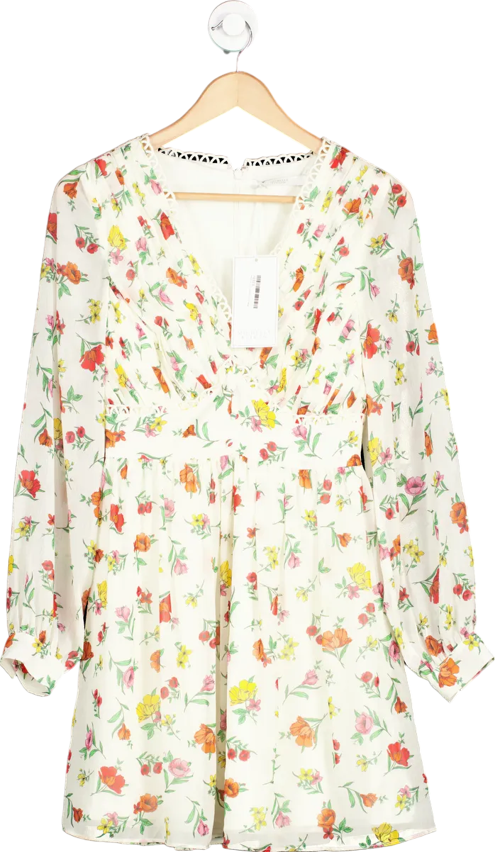 Michelle Keegan Cream Floral Mini Dress UK 8