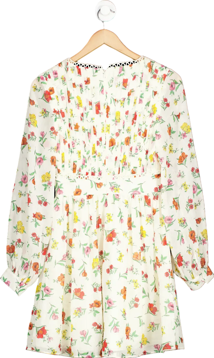 Michelle Keegan Cream Floral Mini Dress UK 8