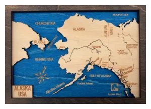 Mini Laser Cut Alaska Wooden Map
