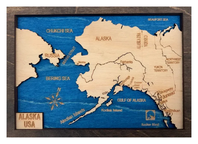 Mini Laser Cut Alaska Wooden Map
