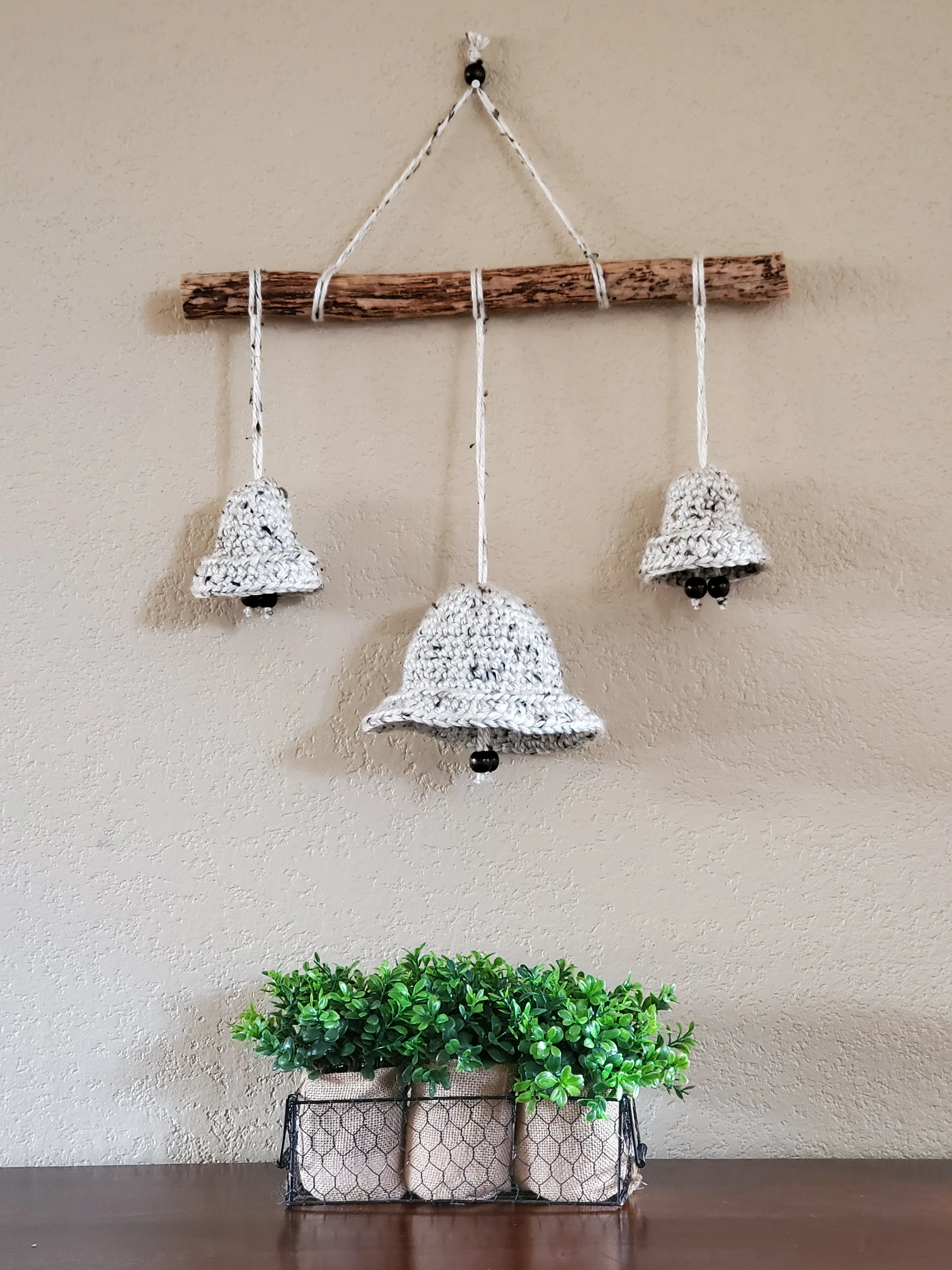 Mission Bell Wall Hanging, Handmade Crochet