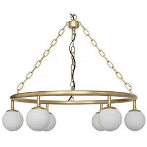 Modena Chandelier, Small, Metal with Brass Finish