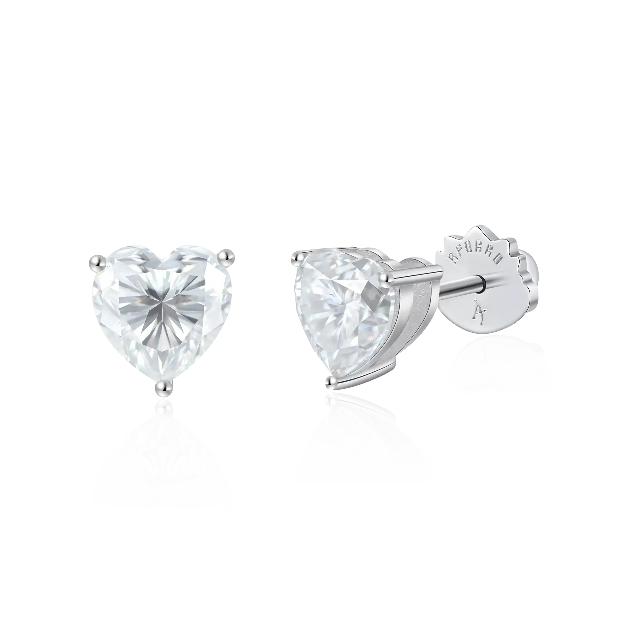 Moissanite Heart Stud Earrings