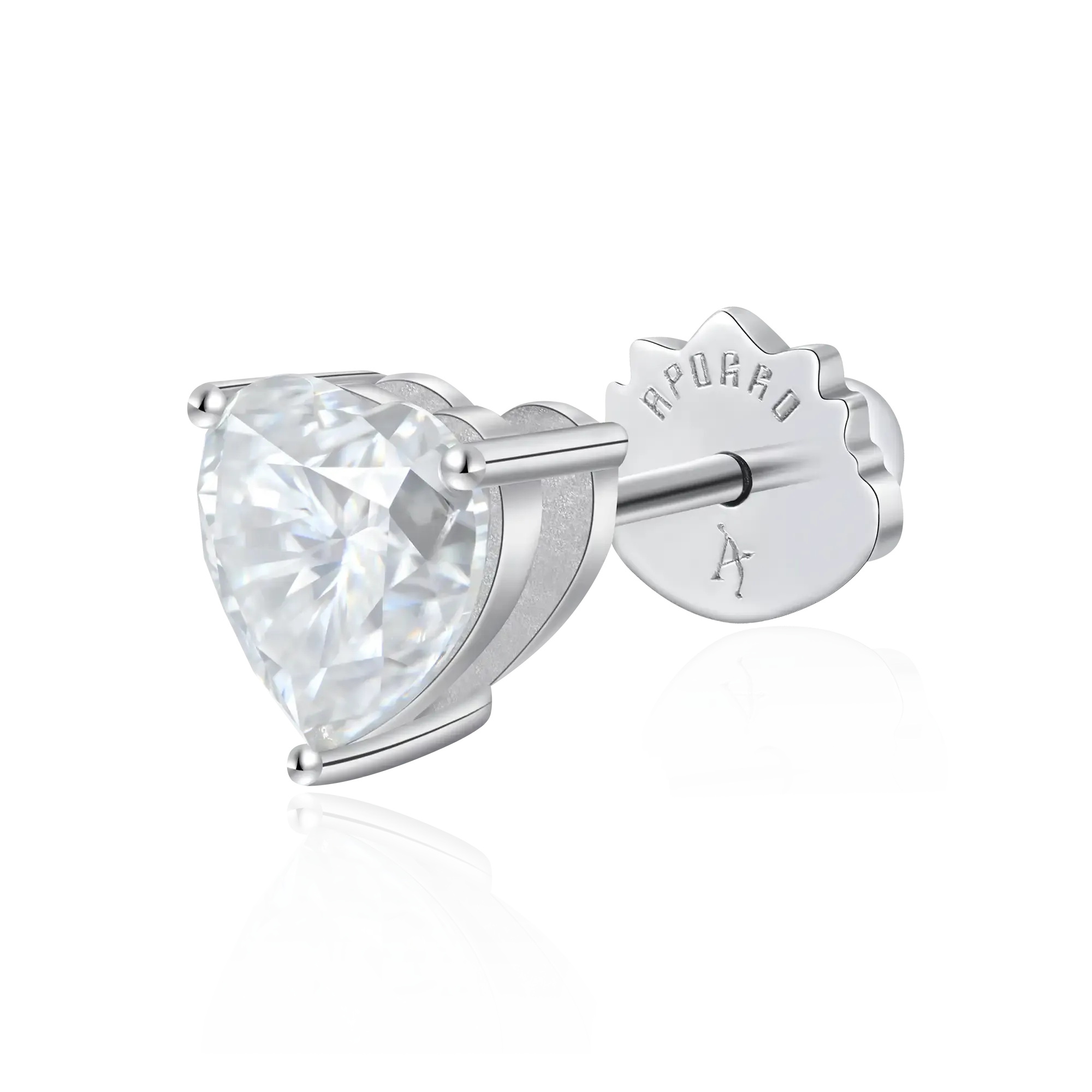 Moissanite Heart Stud Earrings