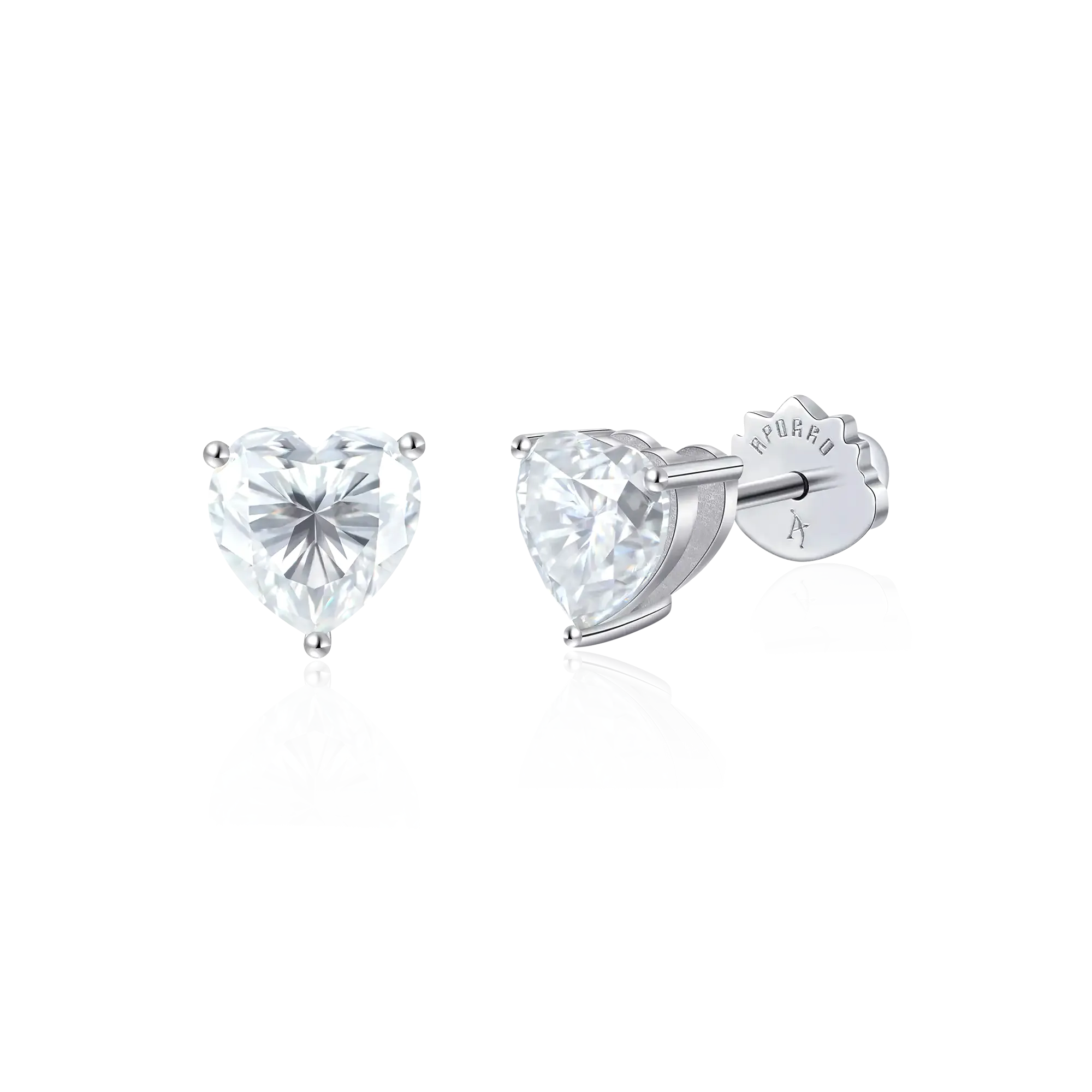 Moissanite Heart Stud Earrings