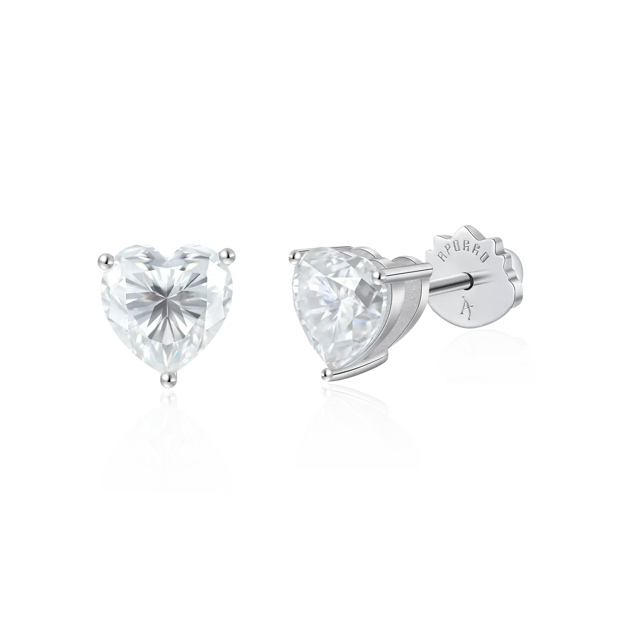 Moissanite Heart Stud Earrings