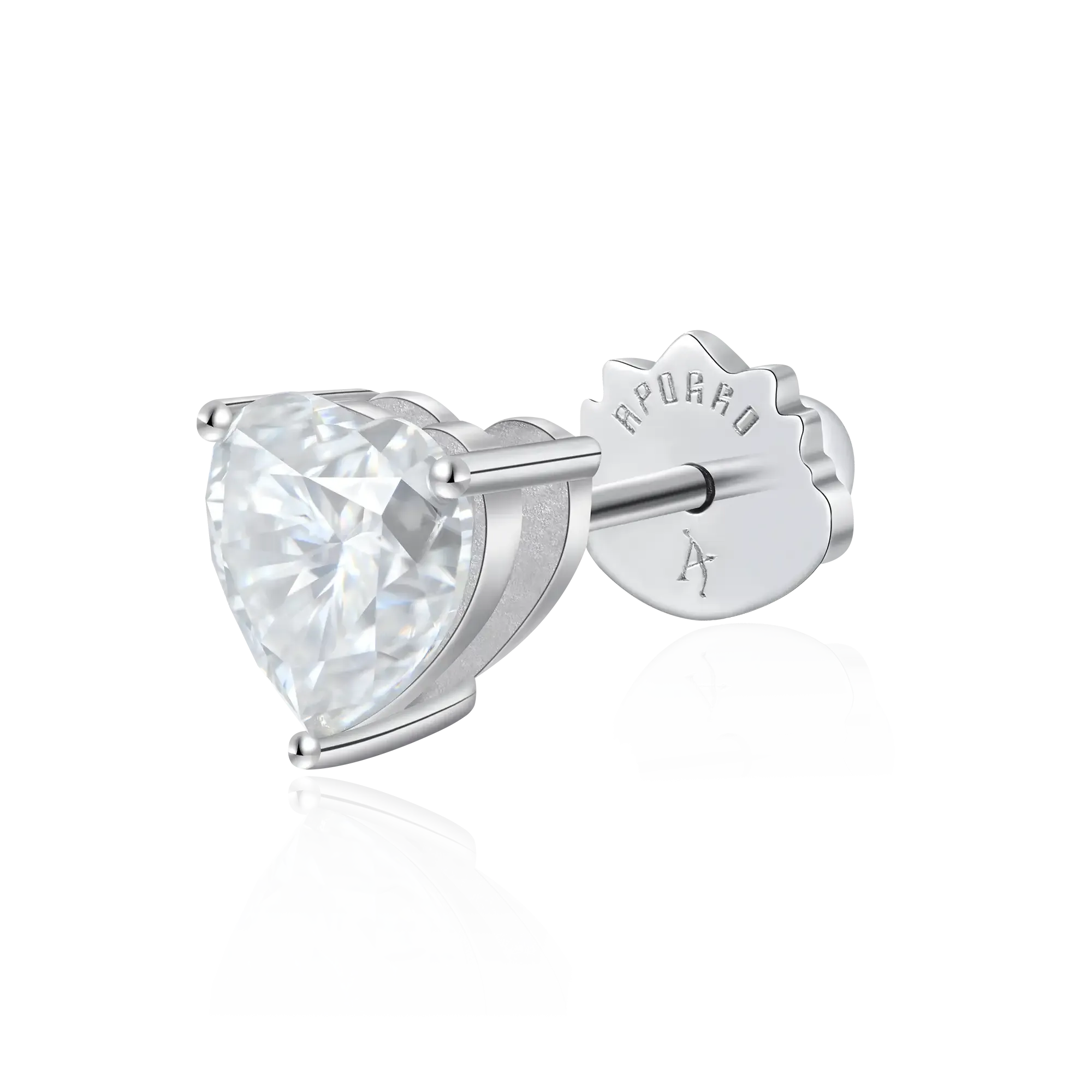 Moissanite Heart Stud Earrings