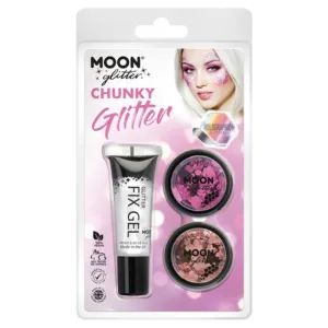 Moon Glitter Holographic Chunky Glitter, Pink, Rose Gold