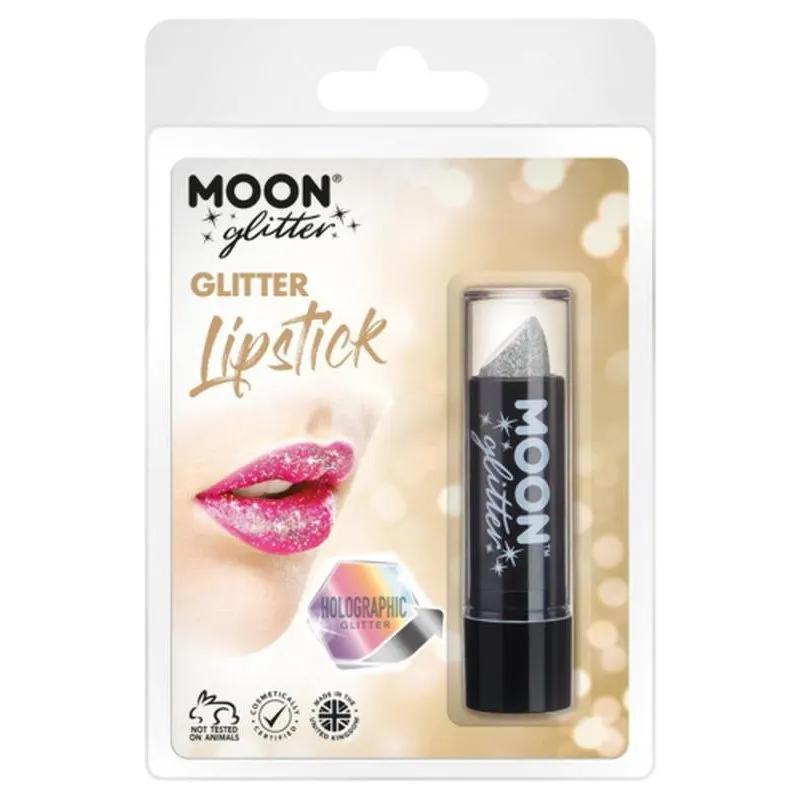 Moon Glitter Holographic Glitter Lipstick, Silver