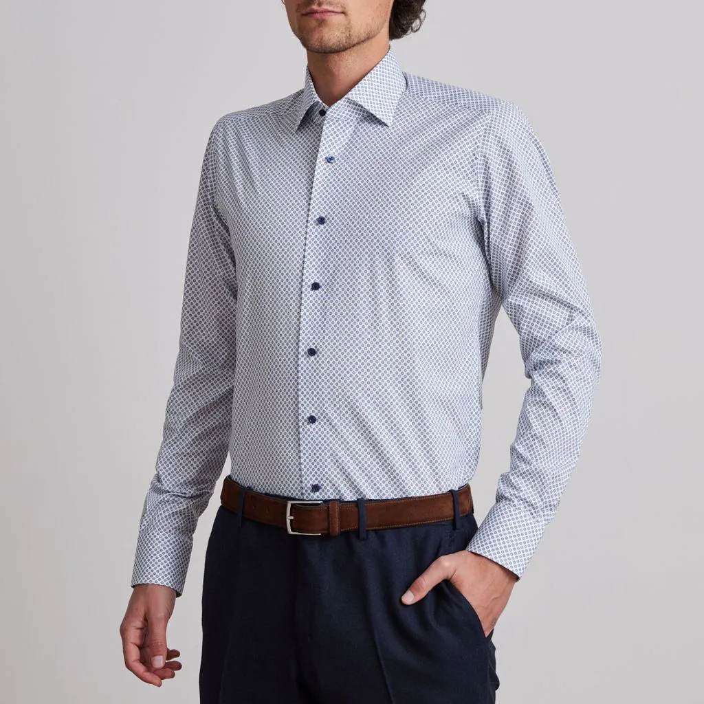 MR CROWN MICRO FLORAL PRINT SHIRT - BRIGHT BLUE