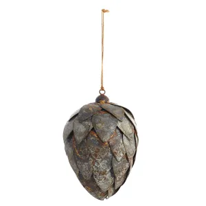 Napa Home Garden, METALWORK PITCH PINE CONE ORN 5.5"H,nvy408