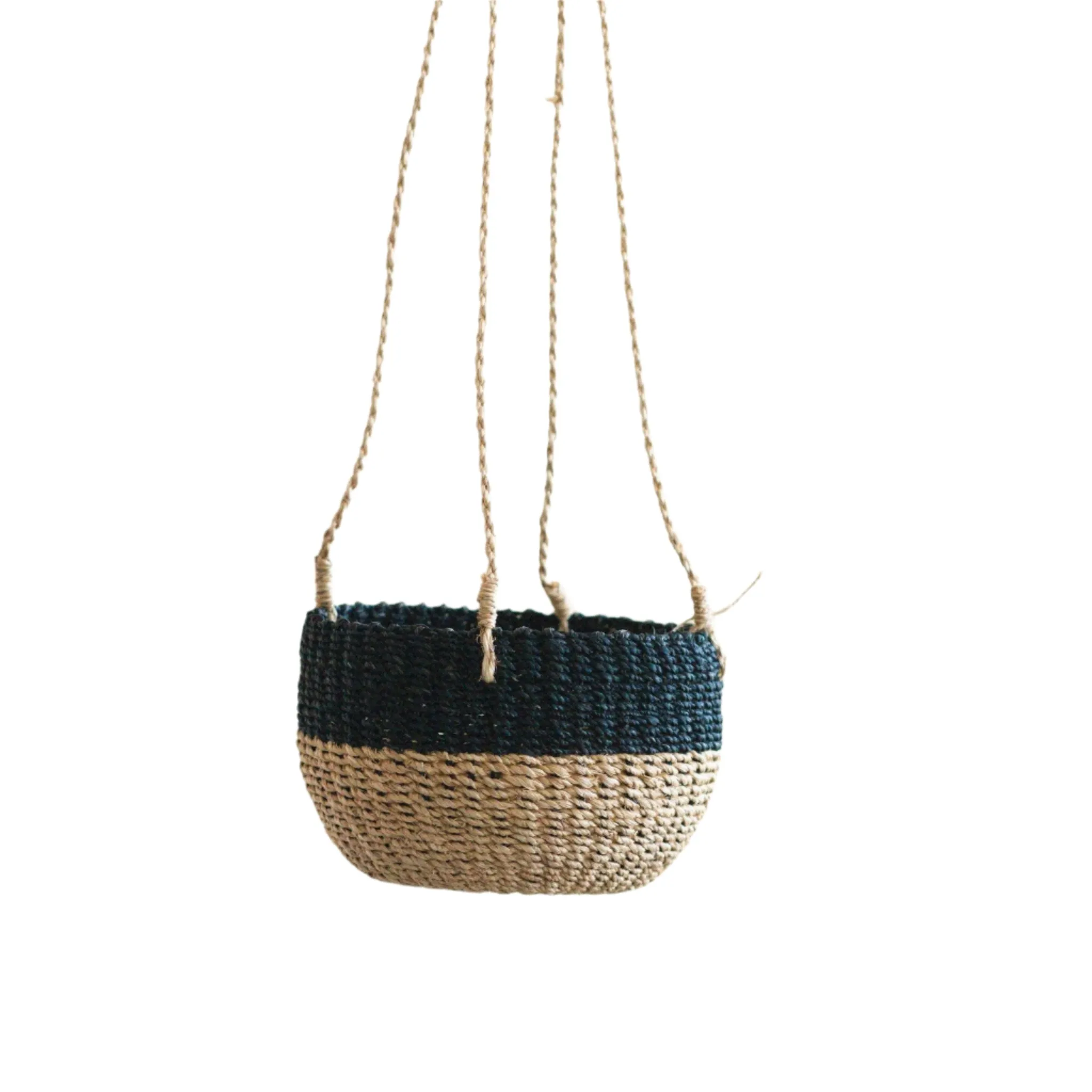 Natural   Black Colorblock Hanging Planter - Hanging Basket