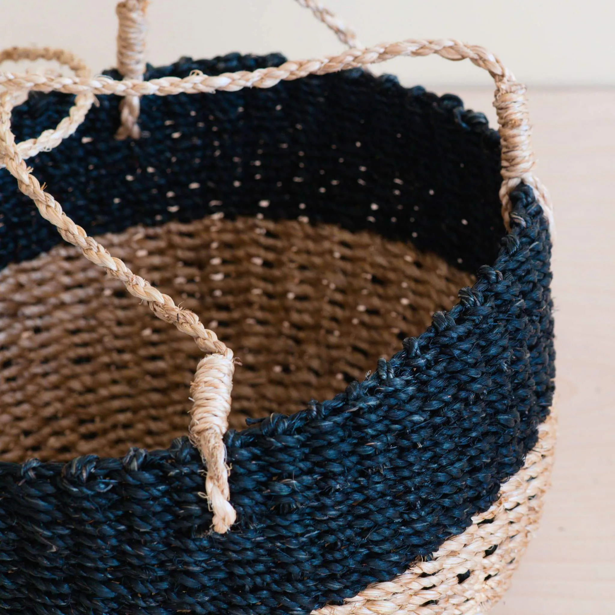 Natural   Black Colorblock Hanging Planter - Hanging Basket