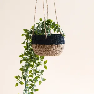Natural   Black Colorblock Hanging Planter - Hanging Basket