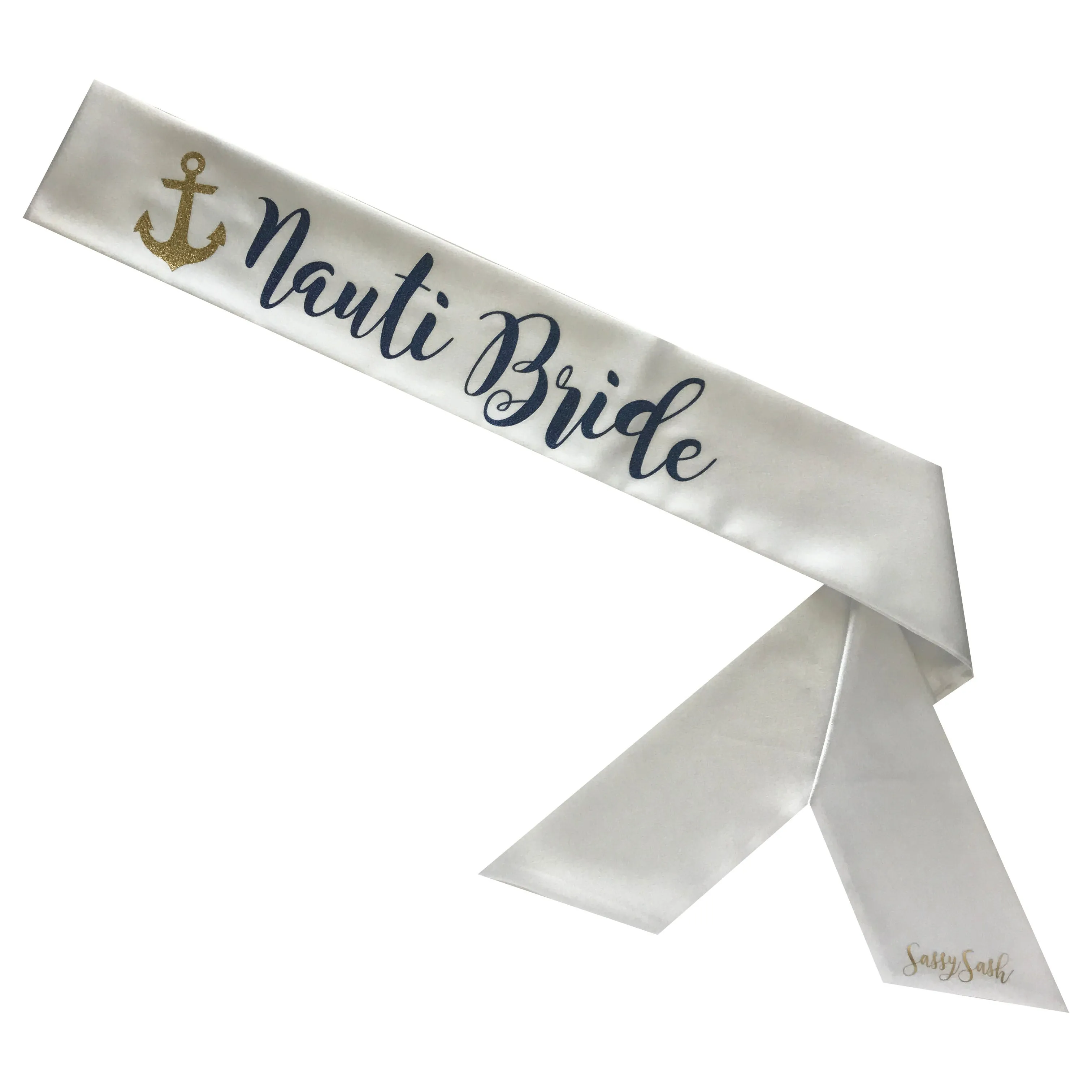 Nauti Bride Sassy Sash with Anchor - Two Tone