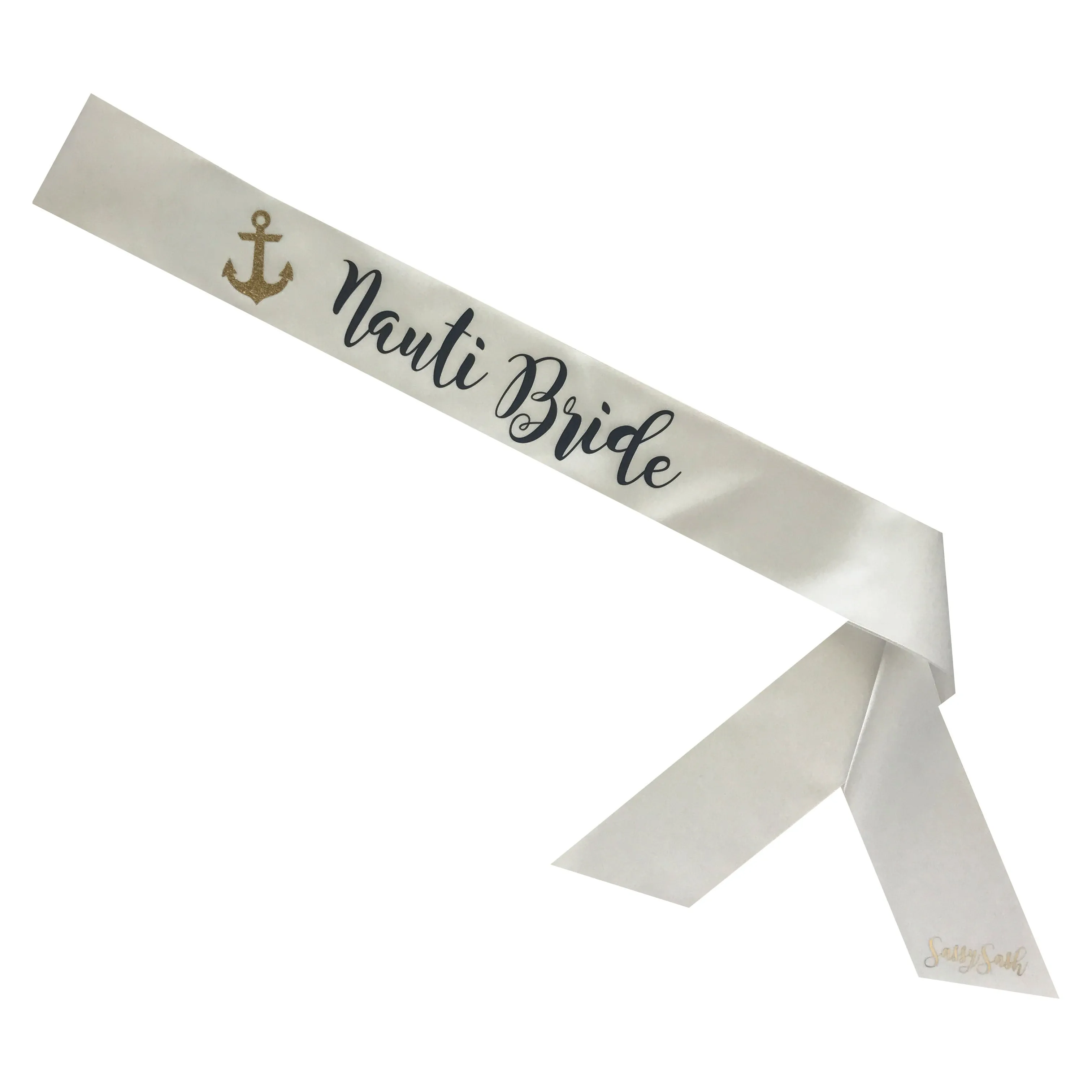 Nauti Bride Sassy Sash with Anchor - Two Tone