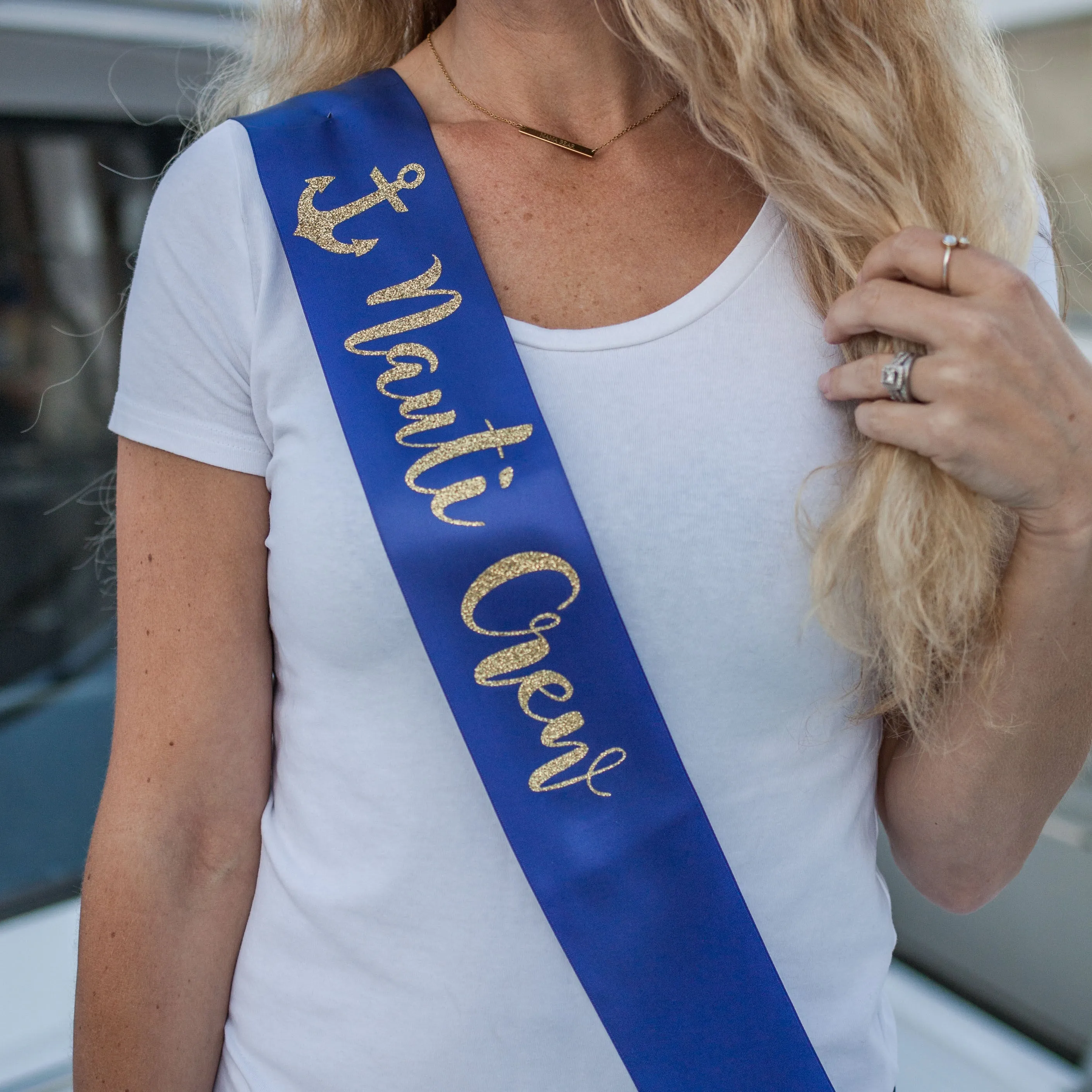 Nauti Crew Bridesmaid Sassy Sash with Anchor