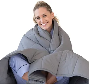 New Luna Weighted Blanket (41''x60'',10 lbs, Grey) 丨100% Cotton with Glass Beads丨Great Sleep for Adults,Youth, Retails $147 
