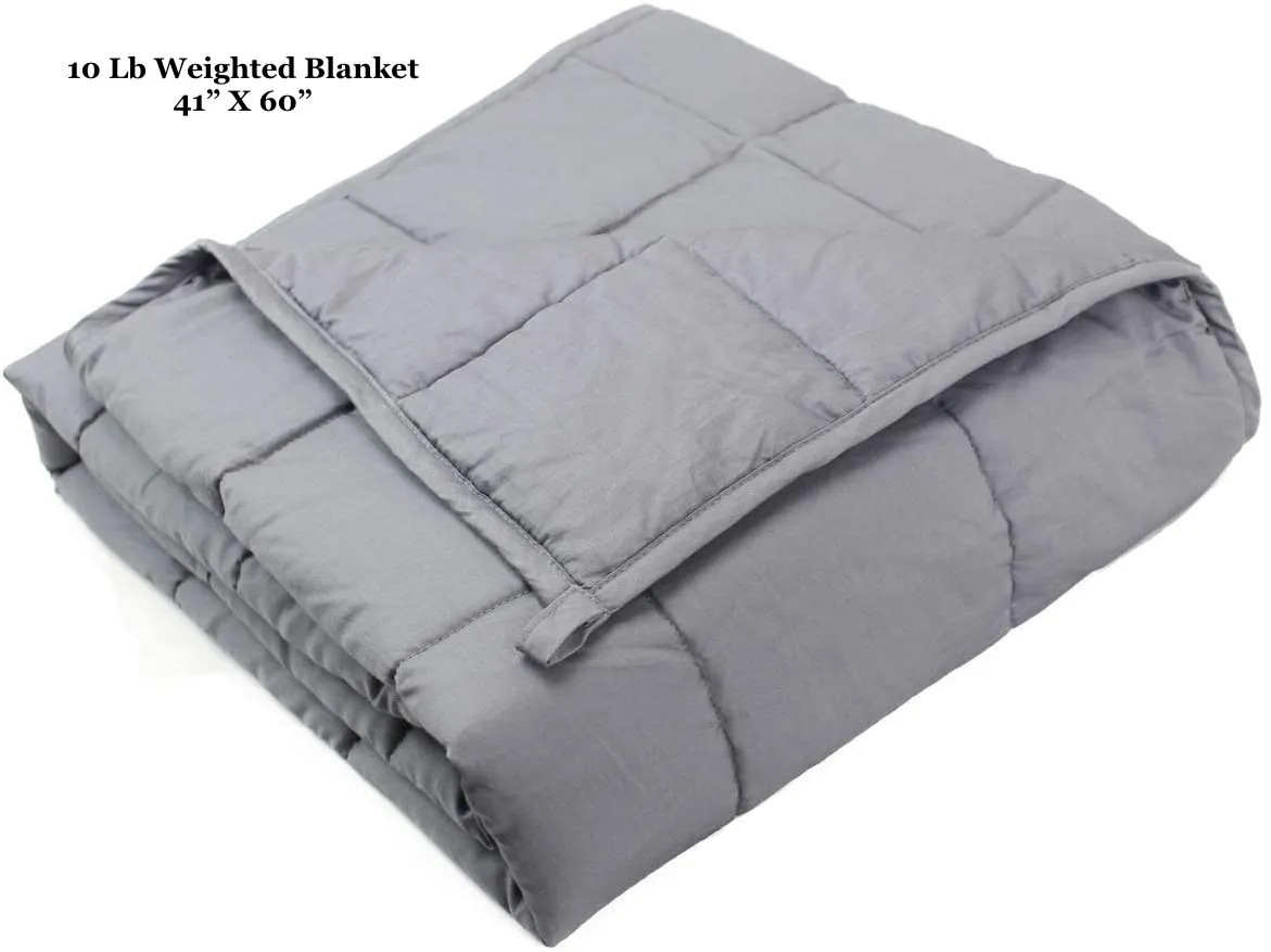 New Luna Weighted Blanket (41''x60'',10 lbs, Grey) 丨100% Cotton with Glass Beads丨Great Sleep for Adults,Youth, Retails $147 