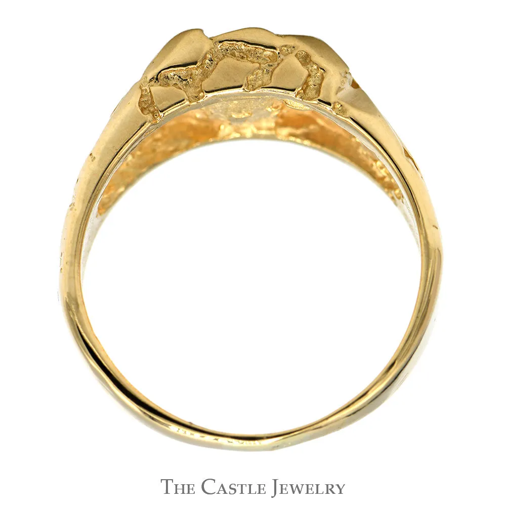 Nugget Designed Ring with Diamond Accent in 14k Yellow Gold