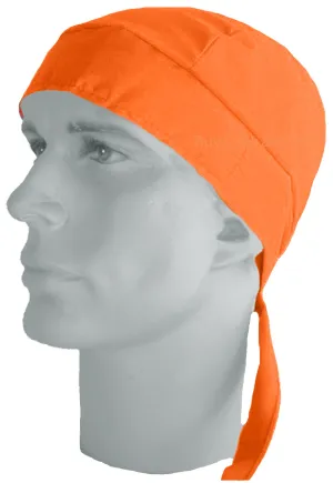 Orange Bandana Dorag with Sweatband Biker Head Wrap Motorcycle Cotton Doo Rag Made in America USA
