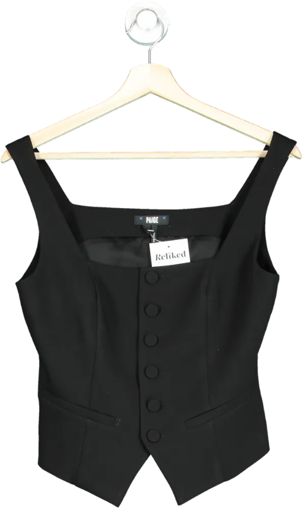 Paige Black IRENE Sleeveless Waistcoat Top UK 8