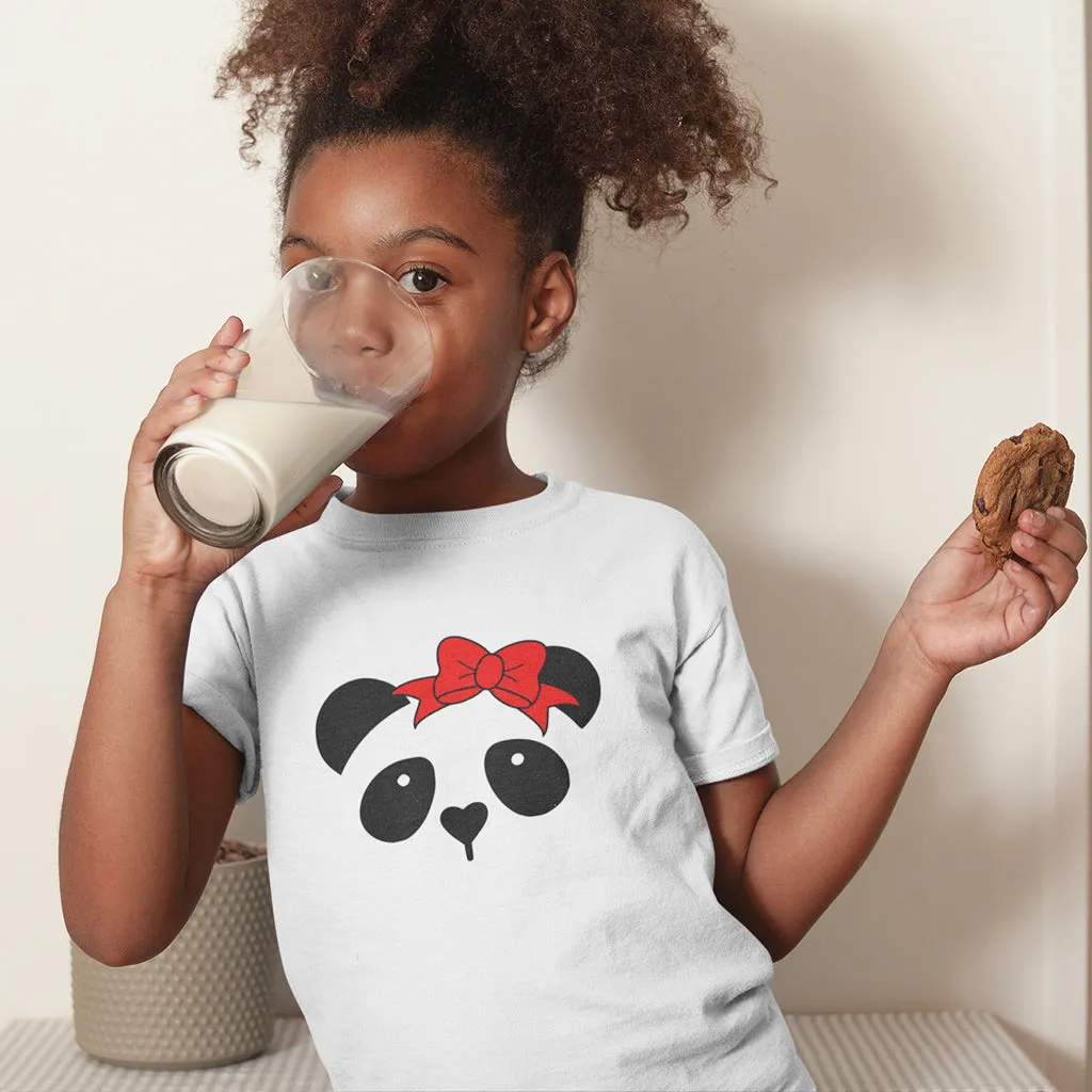 Panda with Red Headband - Short Sleeve Graphic T-shirt for Girl