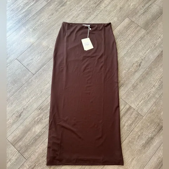 PEPERMAYO solace soul Chic Brown Maxi Skirt with Flowing 🤍