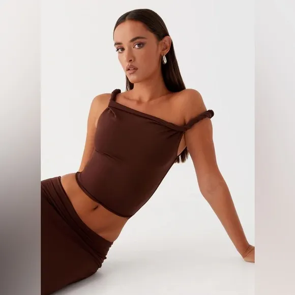 PEPERMAYO solace soul Chic Brown Maxi Skirt with Flowing 🤍