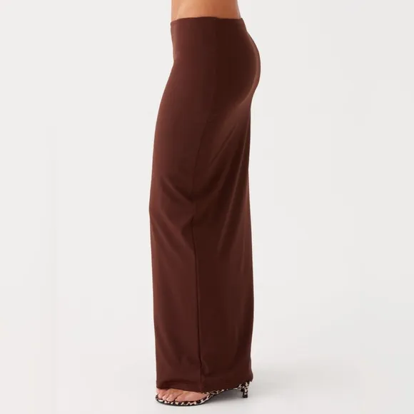 PEPERMAYO solace soul Chic Brown Maxi Skirt with Flowing 🤍