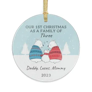 Personalized Family of Three Christmas Ornament, Family of 3, Family Ornament, Baby's First Christmas Ornament, First Christmas Ornament