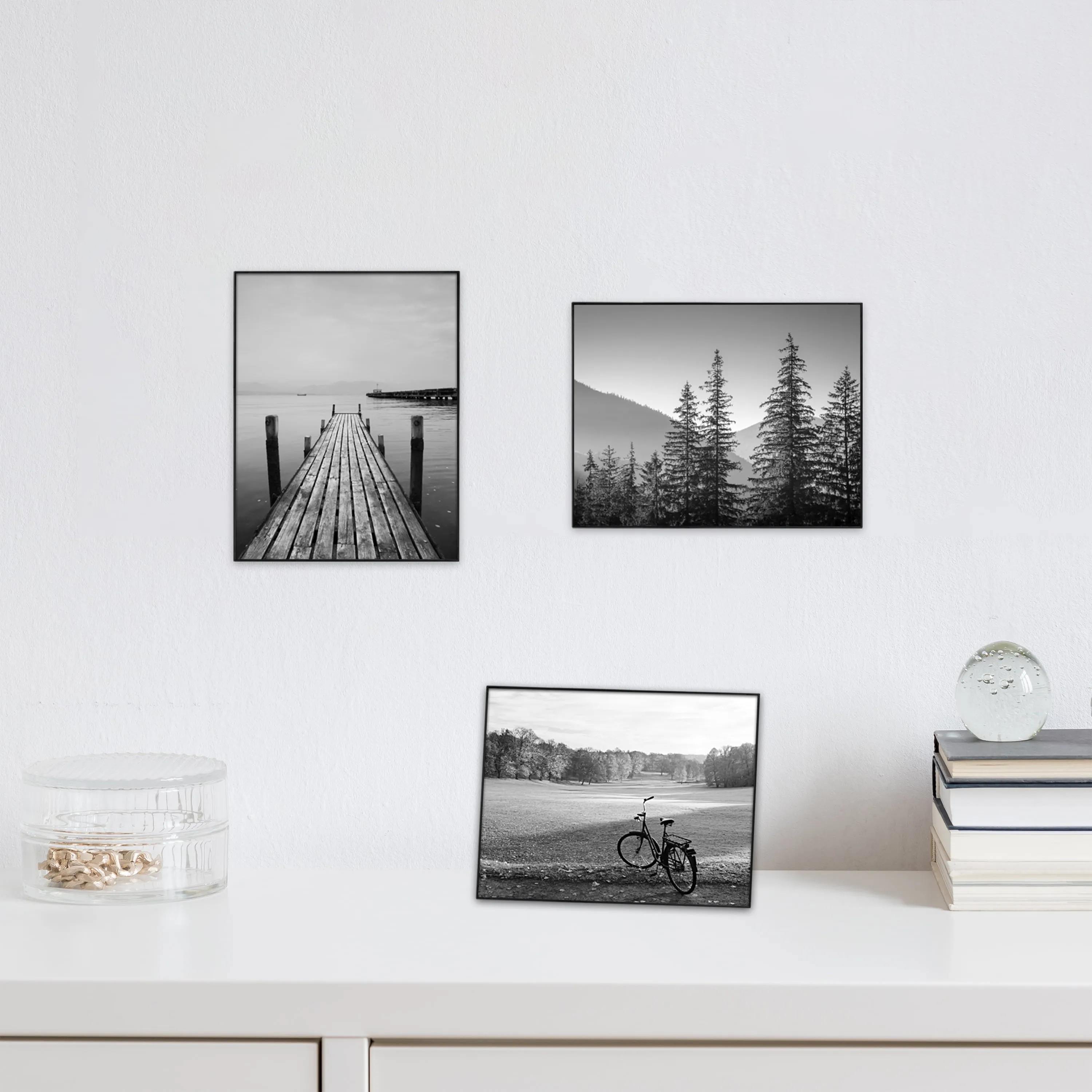 Photo Frame 8x10 Format Wall Art Tabletop Decor Picture Frames, Black, Set of 3