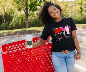 Pink Sips & Trips Black Graphic Tee